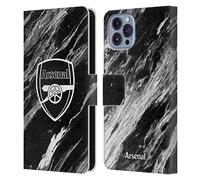 Head Case Designs Officially Licensed Arsenal FC Marble Crest Patterns Leather Book Wallet Case Cover Compatible With Apple iPhone 14