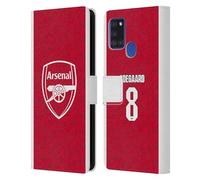 Head Case Designs Officially Licensed Arsenal FC Martin Ødegaard 2025/26 Players Home Kit Leather Wallet Case Compatible With Samsung Galaxy A21s (2020)