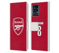 Head Case Designs Officially Licensed Arsenal FC Martin Ødegaard 2025/26 Players Home Kit Leather Wallet Case Compatible With Moto Edge 40 Pro/Plus 2023