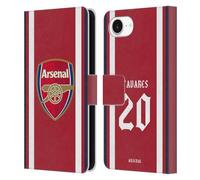 Head Case Designs Officially Licensed Arsenal FC Nuno Tavares 2021/22 Players Home Kit Leather Wallet Case Compatible With Apple iPhone 16e