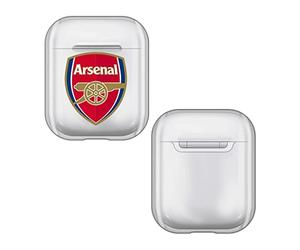 Head Case Designs Officially Licensed Arsenal FC Plain Logo Clear Hard Crystal Cover Compatible With Apple AirPods 1 1st Gen / 2 2nd Gen Charging Case