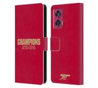Head Case Designs Officially Licensed Arsenal FC Red 2025-26 Champions Leather Wallet Case Compatible With Motorola Edge 50 Fusion