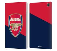 Head Case Designs Officially Licensed Arsenal FC Red & Blue Logo Crest 2 Leather Wallet Case Compatible With Amazon Fire Max 11 2023