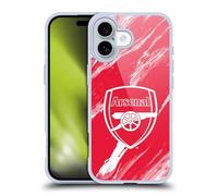 Head Case Designs Officially Licensed Arsenal FC Red Marble Crest Patterns Gel Case [Military Grade Protection] Compatible with Apple iPhone 16 and Compatible with MagSafe