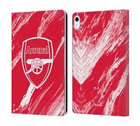 Head Case Designs Officially Licensed Arsenal FC Red Marble Crest Patterns Leather Wallet Case Compatible With Apple iPad 10.9 (2022/2025)