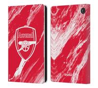 Head Case Designs Officially Licensed Arsenal FC Red Marble Crest Patterns Leather Wallet Case Compatible With Amazon Fire 7 2022