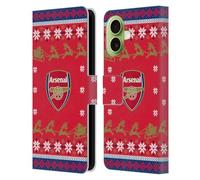 Head Case Designs Officially Licensed Arsenal FC Sleigh Pattern Christmas Jumper Leather Wallet Case Compatible With Apple iPhone 17