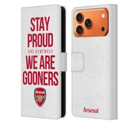 Head Case Designs Officially Licensed Arsenal FC Stay Proud Gunners Leather Wallet Case Compatible With Apple iPhone 17 Pro Max