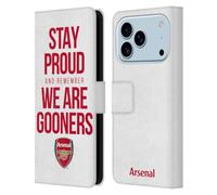 Head Case Designs Officially Licensed Arsenal FC Stay Proud Gunners Leather Wallet Case Compatible With Apple iPhone 17 Pro