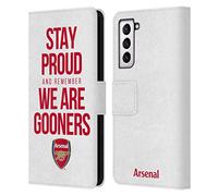 Head Case Designs Officially Licensed Arsenal FC Stay Proud Gunners Leather Wallet Case Compatible With Samsung Galaxy S21 5G