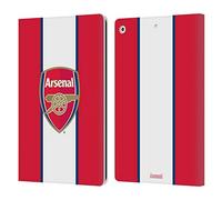 Head Case Designs Officially Licensed Arsenal FC Stripes 3 Crest 2 Leather Wallet Case Compatible With Apple iPad 10.2 2019/2020/2021
