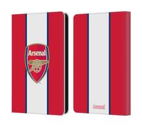 Head Case Designs Officially Licensed Arsenal FC Stripes 3 Crest 2 Leather Wallet Case Compatible With Amazon Kindle 11th Gen (2024)