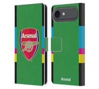 Head Case Designs Officially Licensed Arsenal FC Third Goalkeeper 2016/17 Crest Kit Leather Wallet Case Compatible With Apple iPhone 17 Air