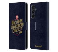Head Case Designs Officially Licensed Arsenal FC Victoria Concordia Crescit Typography Leather Wallet Case Compatible With Samsung Galaxy A55 5G