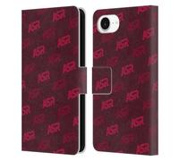Head Case Designs Officially Licensed AS Roma Wordmark Pattern Crest Graphics Leather Wallet Case Compatible With Apple iPhone 16e
