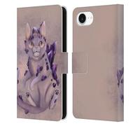 Head Case Designs Officially Licensed Ash Evans Amethyst Cat Graphics Leather Wallet Case Compatible With Apple iPhone 16e