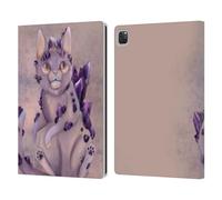 Head Case Designs Officially Licensed Ash Evans Amethyst Cat Graphics Leather Wallet Case Compatible With Apple iPad Pro 12.9 2020/2021/2022
