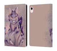 Head Case Designs Officially Licensed Ash Evans Amethyst Cat Graphics Leather Wallet Case Compatible With Apple iPad mini (2021/2024)