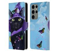 Head Case Designs Officially Licensed Ash Evans Butterfly Sky Black Cats Leather Wallet Case Compatible With Samsung Galaxy S23 Ultra 5G