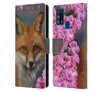 Head Case Designs Officially Licensed Ash Evans Fox Peonies Animals Leather Wallet Case Compatible With Samsung Galaxy M31 (2020)