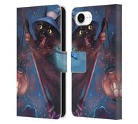 Head Case Designs Officially Licensed Ash Evans Magical Black Cats 2 Leather Wallet Case Compatible With Apple iPhone 16e