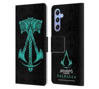 Head Case Designs Officially Licensed Assassin's Creed ACV Hammer And Crest 1 Valhalla Symbols And Patterns Leather Wallet Case Compatible With Samsung Galaxy A34 5G