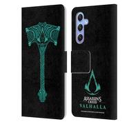 Head Case Designs Officially Licensed Assassin's Creed ACV Hammer And Crest 2 Valhalla Symbols And Patterns Leather Wallet Case Compatible With Samsung Galaxy A34 5G