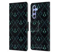 Head Case Designs Officially Licensed Assassin's Creed ACV Pattern 1 Valhalla Symbols And Patterns Leather Wallet Case Compatible With Samsung Galaxy A34 5G
