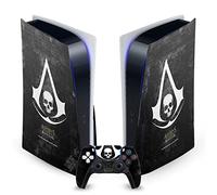Head Case Designs Officially Licensed Assassin's Creed Grunge Black Flag Logos Vinyl Faceplate Gaming Skin Decal Compatible With Sony PlayStation 5 PS5 Disc Edition Console & DualSense Controller