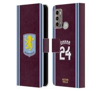 Head Case Designs Officially Licensed Aston Villa Football Club Amadou Onana 2024/25 Crest Player Kit Leather Book Wallet Case Cover Compatible With Moto G60 / Moto G40 Fusion