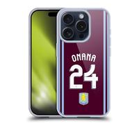 Head Case Designs Officially Licensed Aston Villa Football Club Amadou Onana 2024/25 Crest Player Kit Gel Case [Military Grade] Compatible with Apple iPhone 15 Pro and Compatible with MagSafe