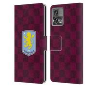 Head Case Designs Officially Licensed Aston Villa Football Club Checkered 2024 Crest Designs Leather Book Wallet Case Cover Compatible With Motorola Moto Edge 30 Fusion