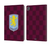 Head Case Designs Officially Licensed Aston Villa Football Club Checkered 2024 Crest Designs Leather Book Wallet Case Cover Compatible With Apple iPad Pro 13 M4 2024
