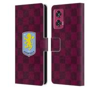 Head Case Designs Officially Licensed Aston Villa Football Club Checkered 2024 Crest Designs Leather Book Wallet Case Cover Compatible With Motorola Edge 50 Fusion