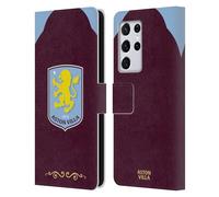 Head Case Designs Officially Licensed Aston Villa Football Club Home 2025/26 Crest Kit Leather Wallet Case Compatible With Samsung Galaxy S21 Ultra 5G