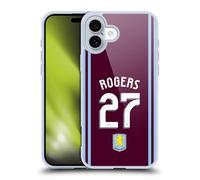 Head Case Designs Officially Licensed Aston Villa Football Club Morgan Rogers 2024/25 Crest Player Kit Gel Case [Military Grade Protection] Compatible With Apple iPhone 16 Plus