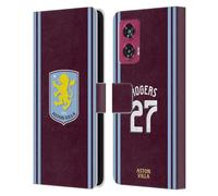 Head Case Designs Officially Licensed Aston Villa Football Club Morgan Rogers 2024/25 Crest Player Kit Leather Book Wallet Case Cover Compatible With Motorola Edge 50 Fusion