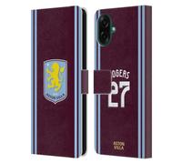 Head Case Designs Officially Licensed Aston Villa Football Club Morgan Rogers 2024/25 Crest Player Kit Leather Wallet Case Compatible With Samsung Galaxy A07