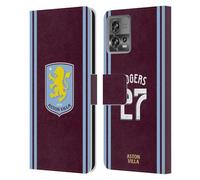 Head Case Designs Officially Licensed Aston Villa Football Club Morgan Rogers 2024/25 Crest Player Kit Leather Book Wallet Case Cover Compatible With Motorola Moto Edge 30 Fusion