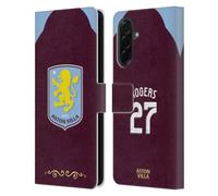 Head Case Designs Officially Licensed Aston Villa Football Club Morgan Rogers 2025/26 Players Home Kit Leather Wallet Case Compatible With Samsung Galaxy A36 5G