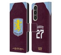 Head Case Designs Officially Licensed Aston Villa Football Club Morgan Rogers 2025/26 Players Home Kit Leather Wallet Case Compatible With Sony Xperia 1 V 5G