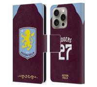 Head Case Designs Officially Licensed Aston Villa Football Club Morgan Rogers 2025/26 Players Home Kit Leather Wallet Case Compatible With Apple iPhone 16 Pro