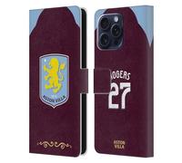 Head Case Designs Officially Licensed Aston Villa Football Club Morgan Rogers 2025/26 Players Home Kit Leather Wallet Case Compatible With Apple iPhone 16 Pro Max