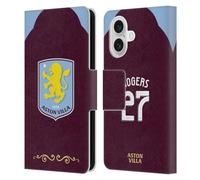 Head Case Designs Officially Licensed Aston Villa Football Club Morgan Rogers 2025/26 Players Home Kit Leather Wallet Case Compatible With Apple iPhone 16