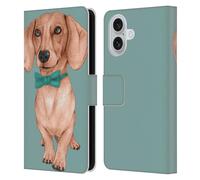 Head Case Designs Officially Licensed Barruf Dachshund, The Wiener Dogs Leather Wallet Case Compatible With Apple iPhone 16