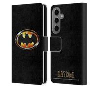 Head Case Designs Officially Licensed Batman (1989) Logo Key Art Leather Wallet Case Compatible With Samsung Galaxy S25