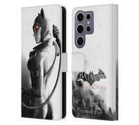Head Case Designs Officially Licensed Batman Arkham City Catwoman Villains Leather Wallet Case Compatible with Samsung Galaxy S25 Ultra