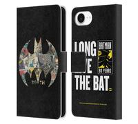 Head Case Designs Officially Licensed Batman DC Comics Bat Signal Collage 80th Anniversary Leather Wallet Case Compatible With Apple iPhone 16e
