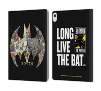 Head Case Designs Officially Licensed Batman DC Comics Bat Signal Collage 80th Anniversary Leather Wallet Case Compatible With Apple iPad Air 13 2024/2025