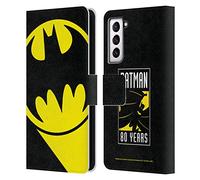 Head Case Designs Officially Licensed Batman DC Comics Bat Signal Logos Leather Wallet Case Compatible With Samsung Galaxy S21 5G
